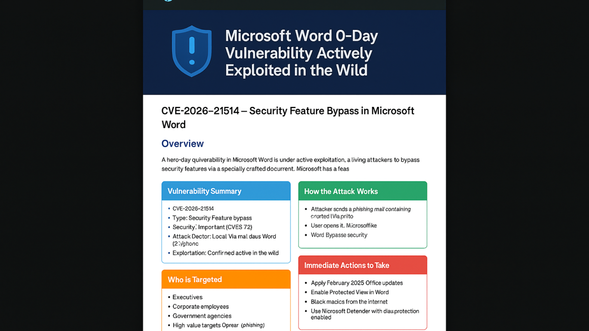 🛡️ Microsoft Word 0‑Day Vulnerability Actively Exploited in the Wild
